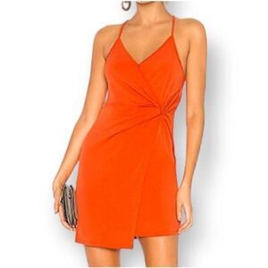 BCBGENERATIONS ORANGE TWIST WRAP SURPLICE DRESS SZ.S EUC.